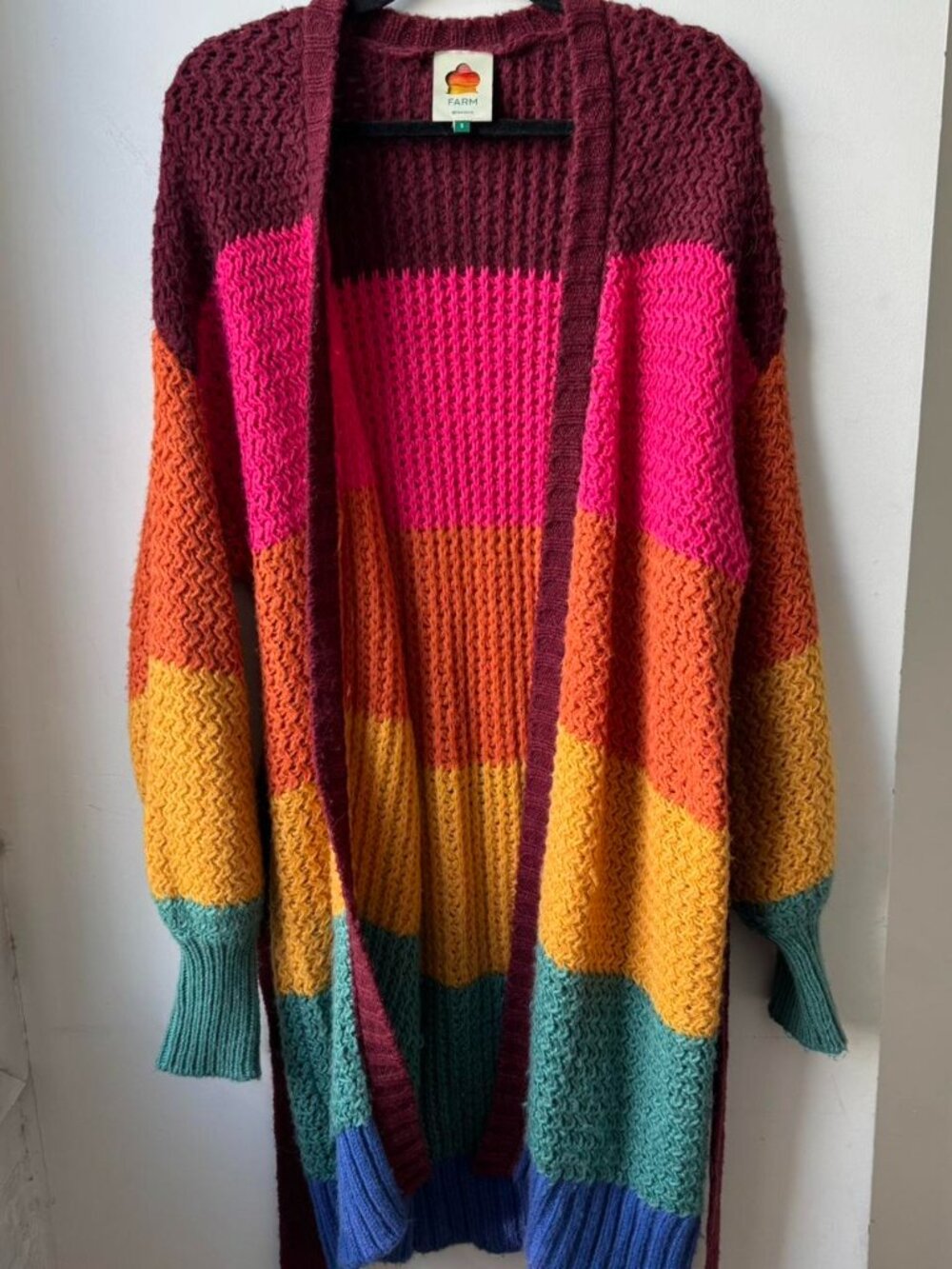 Farm Rio multicolored stripe longline cardigan